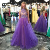 Lavender Prom Dress Tulle Ball Gown Prom Dress Two Piece Prom Dress Long MA083-Dolly Gown